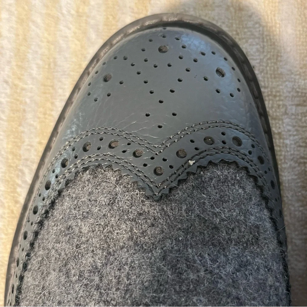 G/Fore Longwing Gallivanter Mens Sz 8 Spikeless Golf Shoes Gray Wool/Leather EUC